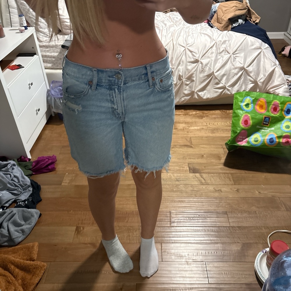 Light Blue Denim Cutoff Shorts